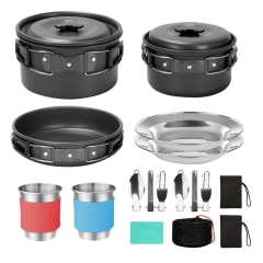 Set de Ollas y Cubiertos Camping 16 piezas