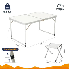 Mesa de camping plegable con 4 pisos Miglu