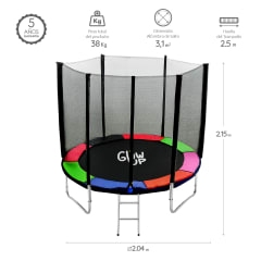 Cama Elástica 8ft 2,44 mts GlowUp con Malla y Escalera