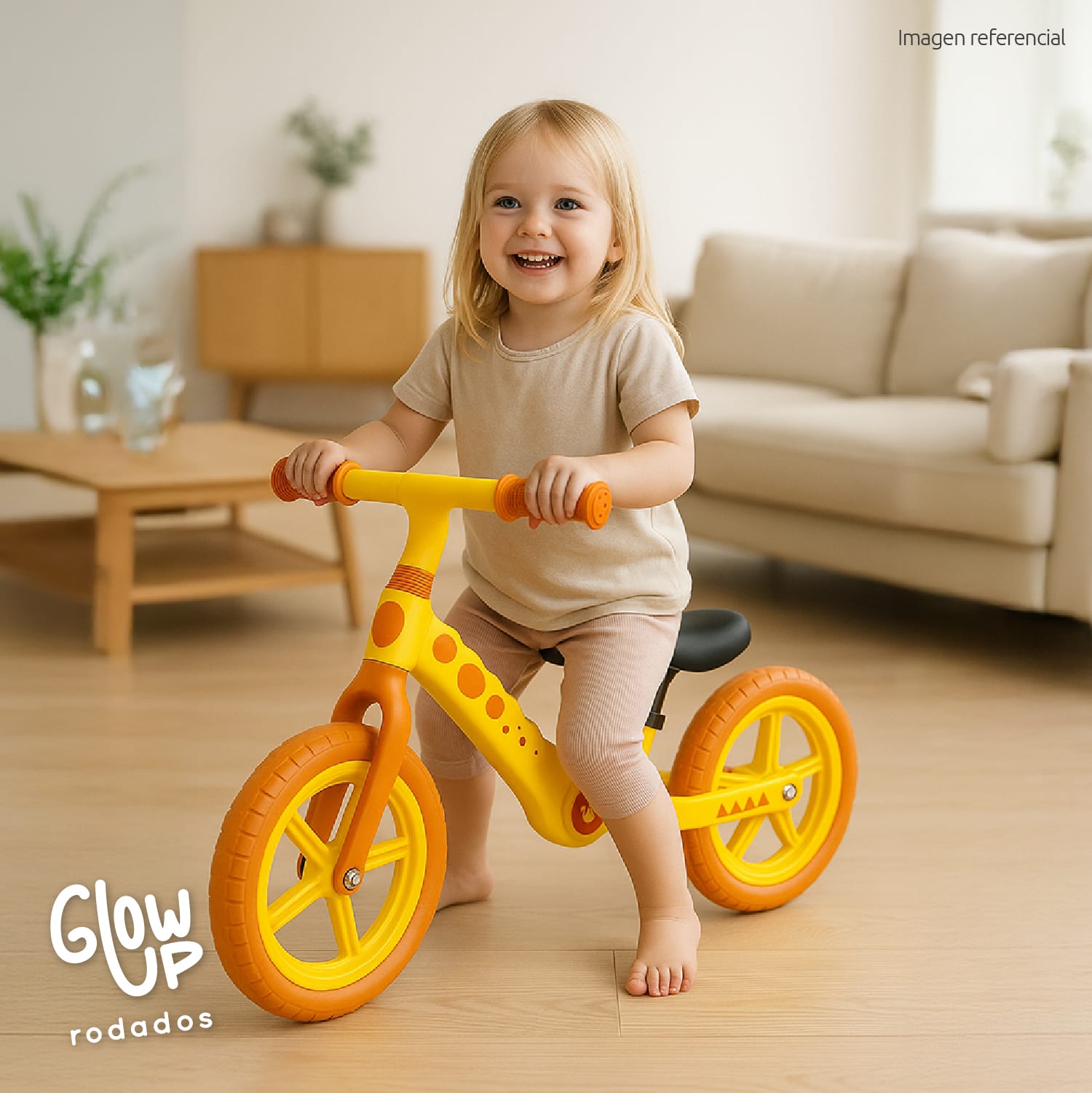 Bicicleta De Equilibrio Infantil Shgat Gira Amarillo Glowup GlowUp