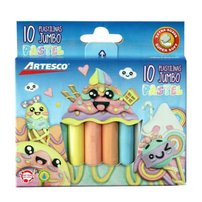 PLASTILINA X 10 JUMBO PASTEL ARTESCO