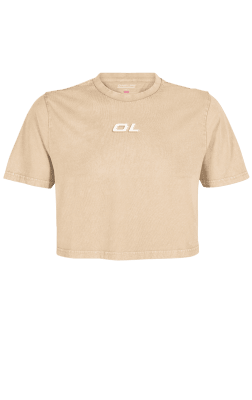 CROP C/MANGAS ACID MINIMAL - BEIGE