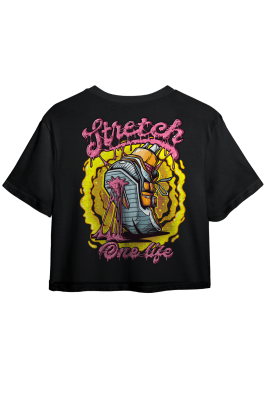 CROP C/MANGAS CHICLE - NEGRO