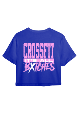 CROP C/MANGAS BXTCHES - AZUL/ROSADO