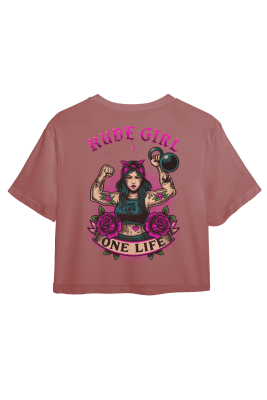 CROP C/MANGAS RUDE GIRL - DAMASCO