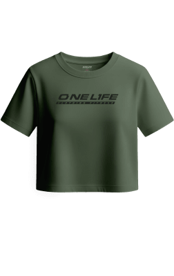 CROP C/MANGAS LOGO NEGRO - MILITAR