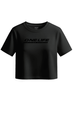 CROP C/MANGAS LOGO NEGRO - NEGRO