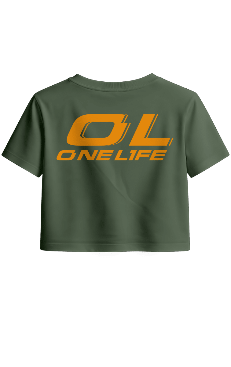 CROP C/MANGAS LOGO NARANJO - MILITAR2