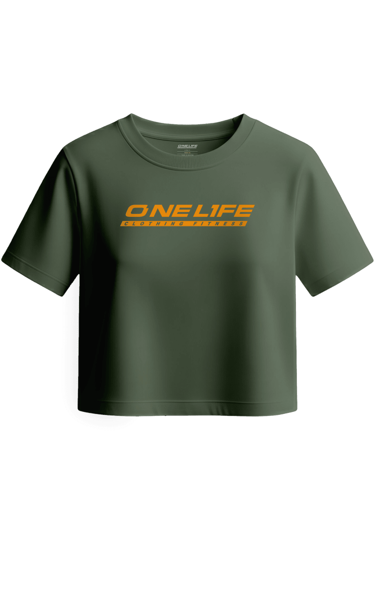 CROP C/MANGAS LOGO NARANJO - MILITAR1