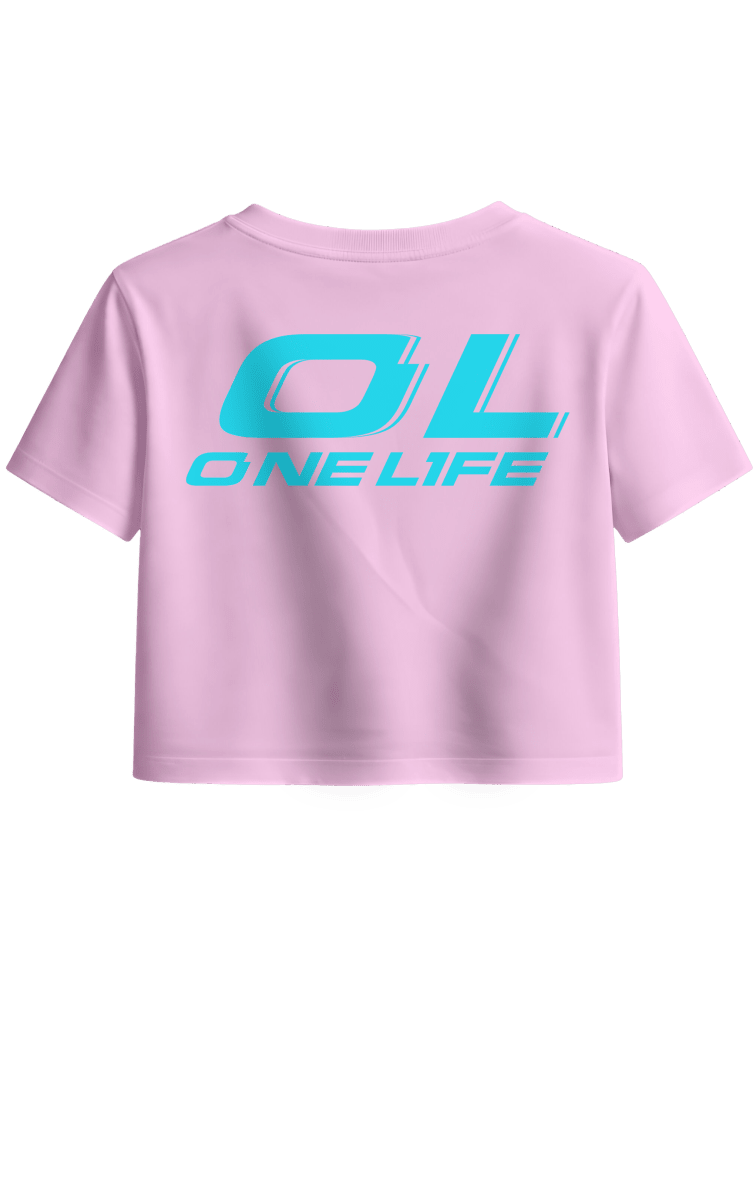 CROP C/MANGAS LOGO CELESTE - ROSADO2