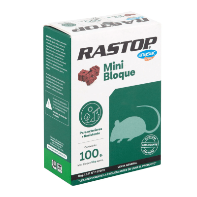 RASTOP RATICIDA MINI BLOQUE 100 GRS