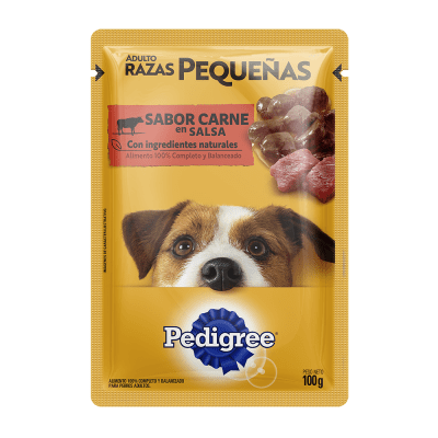 PEDIGREE 100 GRS. POUCH. RAZA PEQUEÑA CARNE