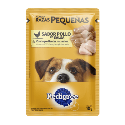 PEDIGREE 100 GRS. POUCH. RAZA PEQUEÑA POLLO