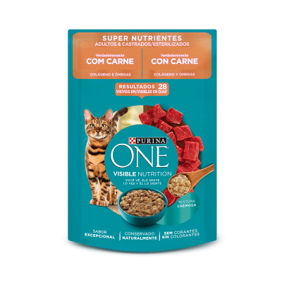 PURINA ONE 85 GRS. POUCH GATO ADULTO ESTERILIZADO SUPER NUTRIENTES CARNE