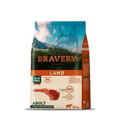 BRAVERY DOG ADULT LARGE/MEDIUM LAMB