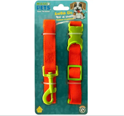 MASCO PETS COLLAR CON CORREA UNICOLOR