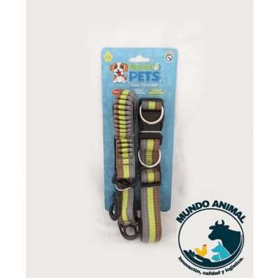 MASCO PETS COLLAR CON CORREA GRIS/VERDE