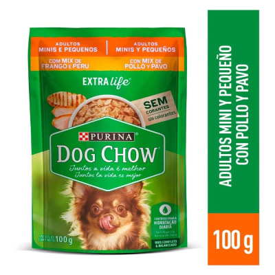 DOG CHOW 100 GRS. POUCH ADULTO MINI&PEQ POLLO/PAVO1