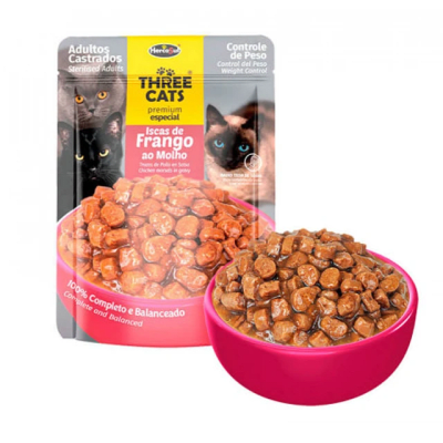 THREE CATS ORIGINAL 85 GRS. POUCH CASTRADO POLLO