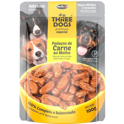 THREE DOGS ORIGINAL 100 GRS. POUCH ADULTO RAZA MEDIANA/GRANDE