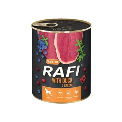 RAFI DOG 800 GRS. LATA DUCK, BLUEBERRY AND CRANBERRY