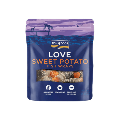 FISH4DOGS 100 GRS. SNACK LOVE SWEET POTATO / FISH WRAPS