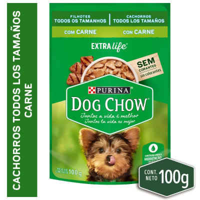 DOG CHOW 100 GRS. POUCH CACHORRO TODOS LOS TAMAÑOS - CARNE1