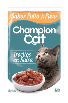 CHAMPION CAT 100 GRS. POUCH POLLO Y PAVO1