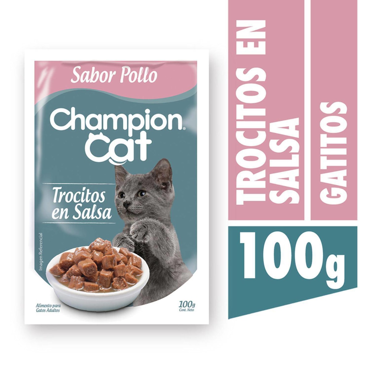 CHAMPION CAT 100 GRS. POUCH GATITO POLLO1