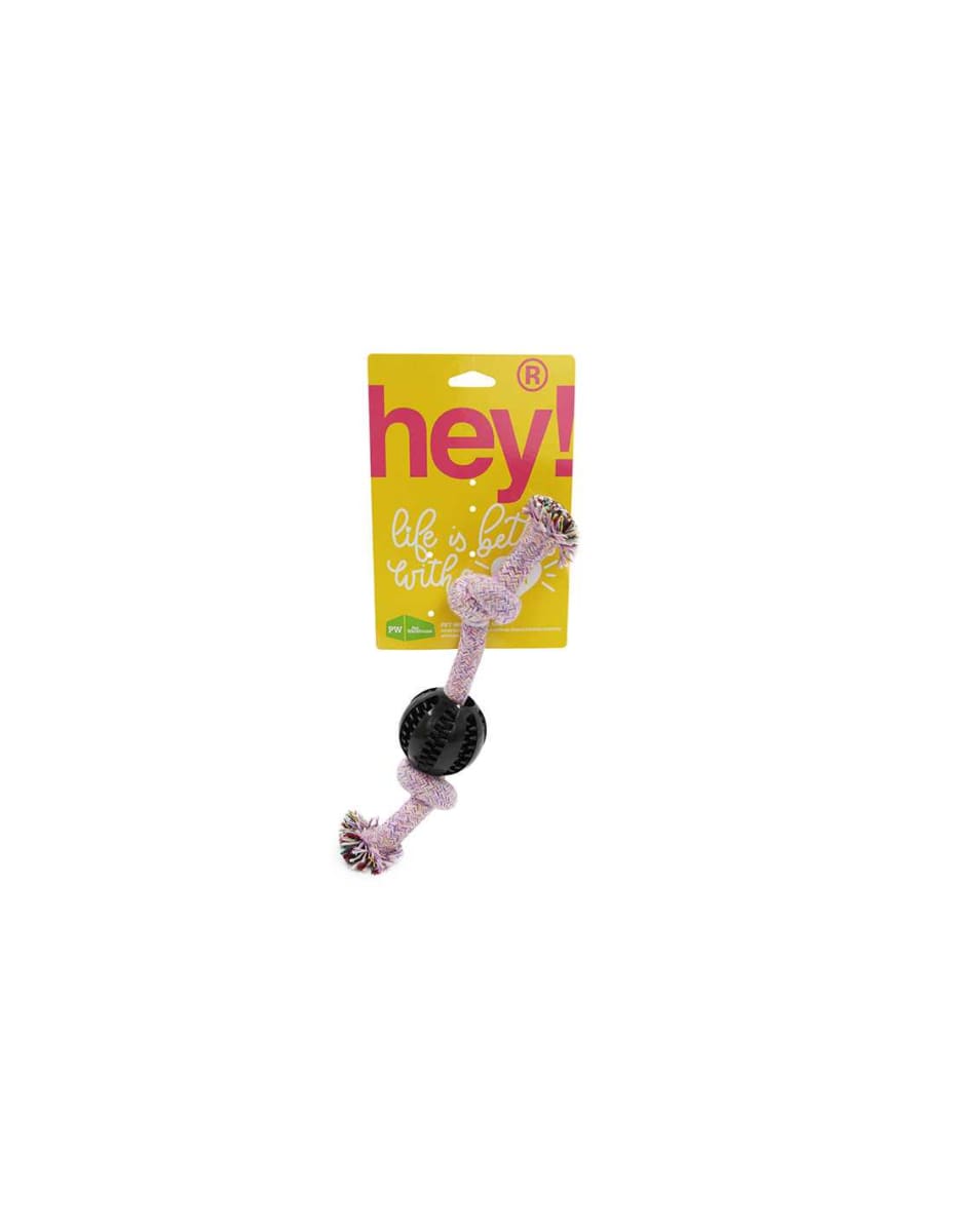 HEY! JUGUETE PERRO CUERDA CON NUDOS Y PELOTA PERROS 0