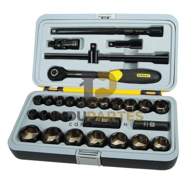 Juego De Dados Cromo Negro 1/2  30 Piezas Stanley 94-662