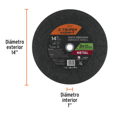 Disco abrasivo para corte de metal tipo 41 Truper