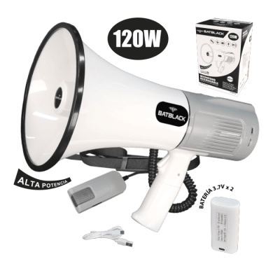 Megafono Recargable 120 W, Alcance 800 Mts
