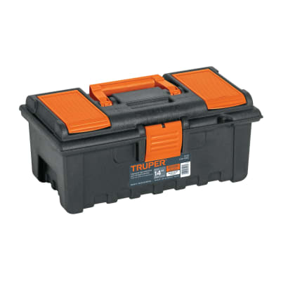Caja para herramientas plástica con compartimentos, naranja Truper