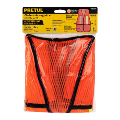 Chaleco De Seguridad Con Cintas Reflectivas Naranja Truper 21025