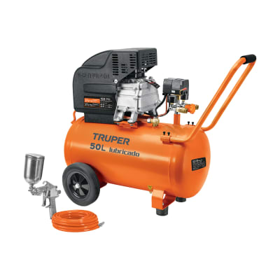 Combo Compresora 50 Litros Manguera y Pistola para Pintar Truper 101744