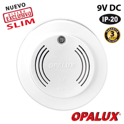 Detector De Humo 9V A Batería Tipo Fotoeléctrico SLIM Para Sobreponer LX-98 Opalux