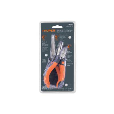 Juego De 3 Alicates Miniatura Comfort Grip Truper 18215