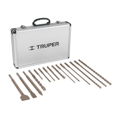 Juego De 15 Brocas Y Cinceles SDS Plus En Estuche Truper 118971