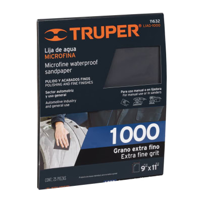 Lija De Agua Microfina Grano 1000 Truper 11632