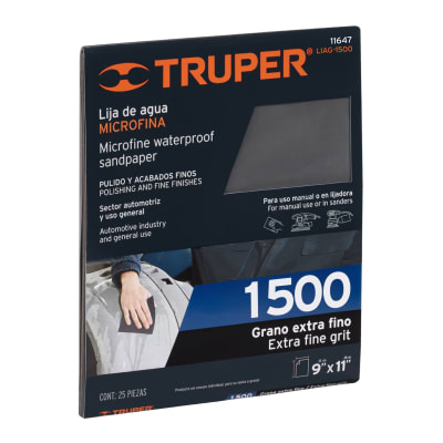Lija De Agua Microfina Grano 1500 Truper 11647