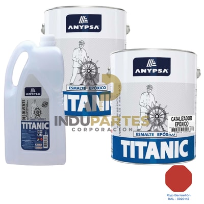 Pintura Epóxica Titanic Rojo Bermelion Ral-3020 K5 Disolvente / Catalizador