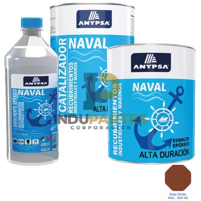 Pintura Epóxica Naval Rojo Oxido Ral-3011 K5 Disolvente / Catalizador