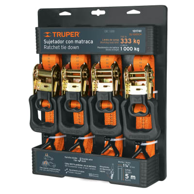 Juego De 4 Fajas Ratchet Carga Máx 1000 Kg Truper 101741