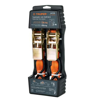 Juego De 2 Fajas Con Ratchet Carga Máx 400 Kg Truper 1017391