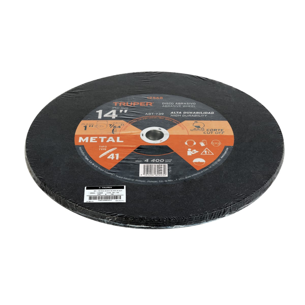 Disco abrasivo para corte de metal tipo 41 Truper 125684