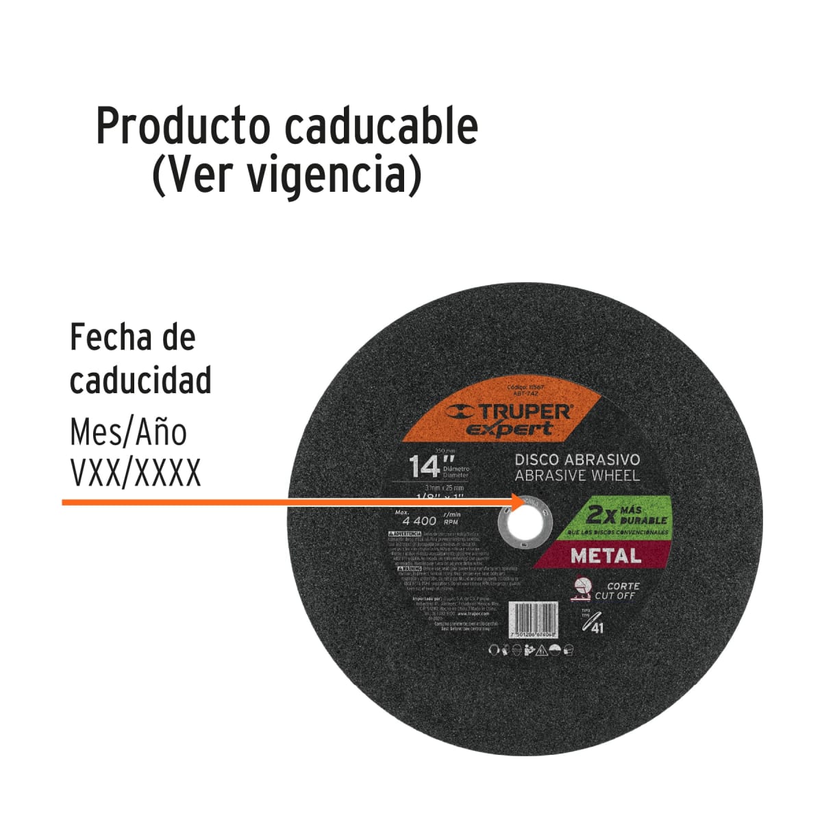 Disco abrasivo para corte de metal tipo 41 Truper3