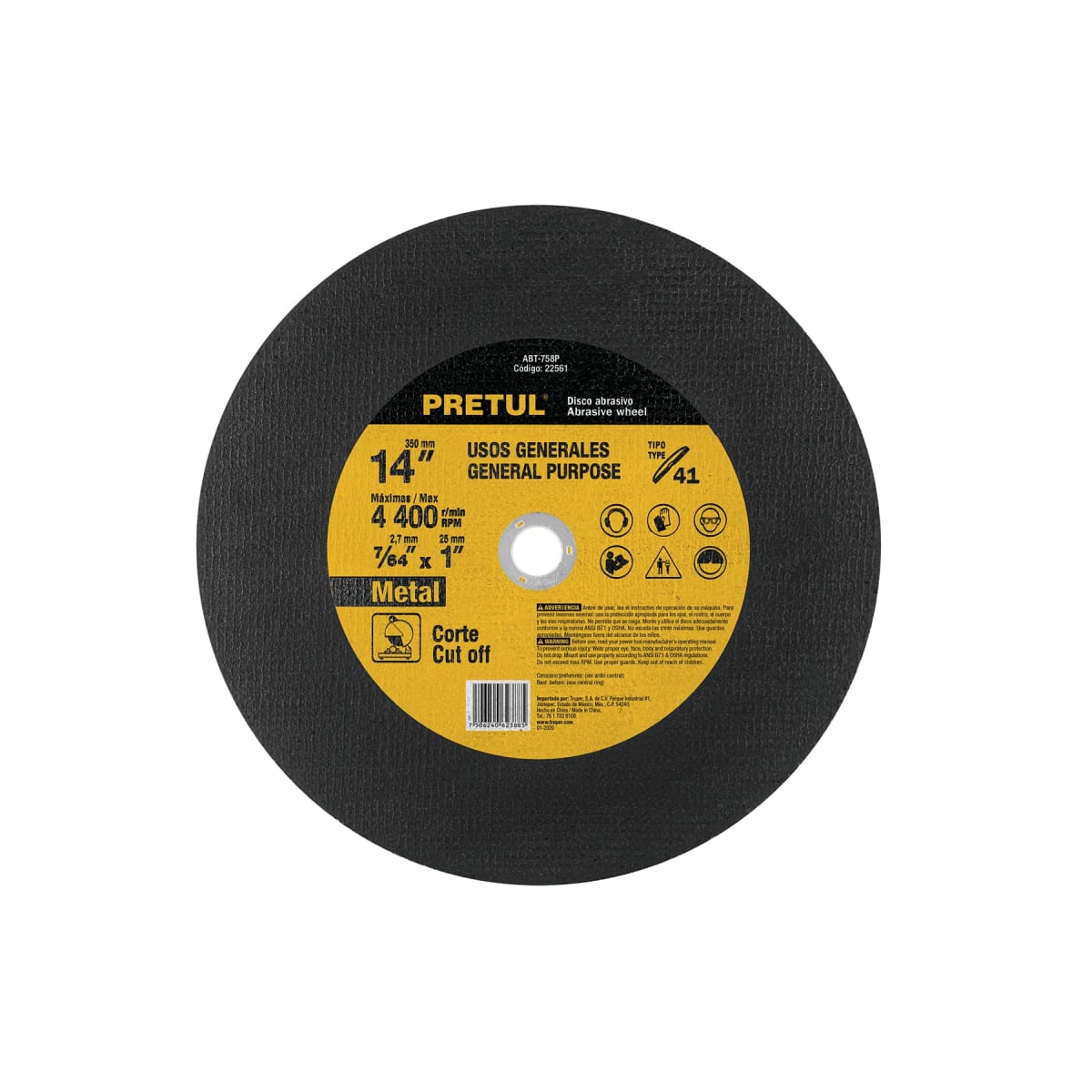 Disco para corte de metal Tipo 41 Pretul 0
