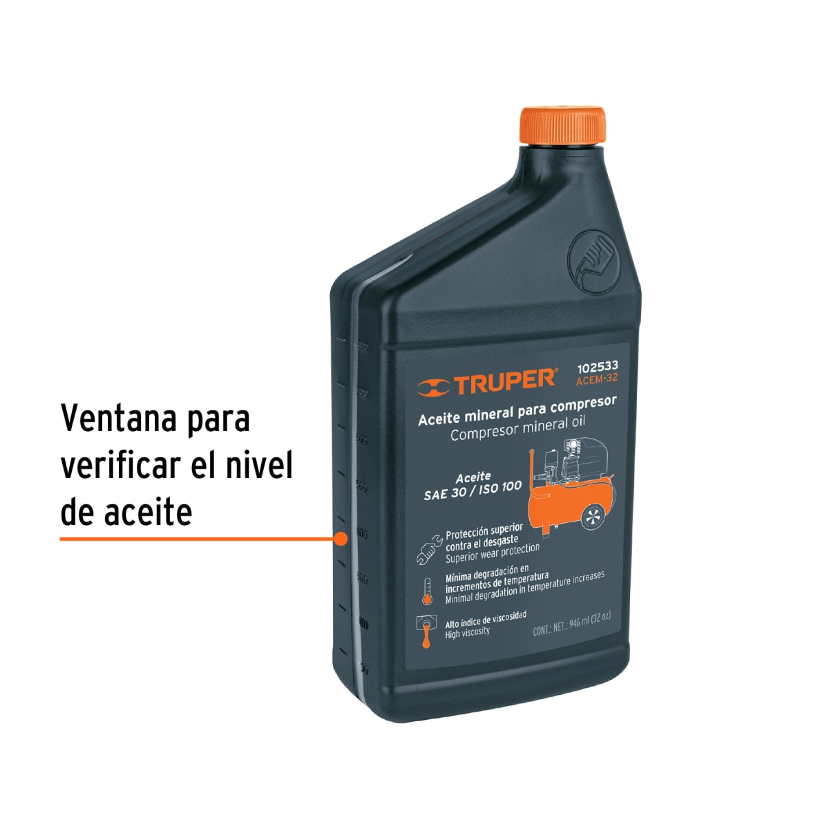 Aceite Mineral Para Comprensor 1 L ( 34 OZ) Truper 1025332
