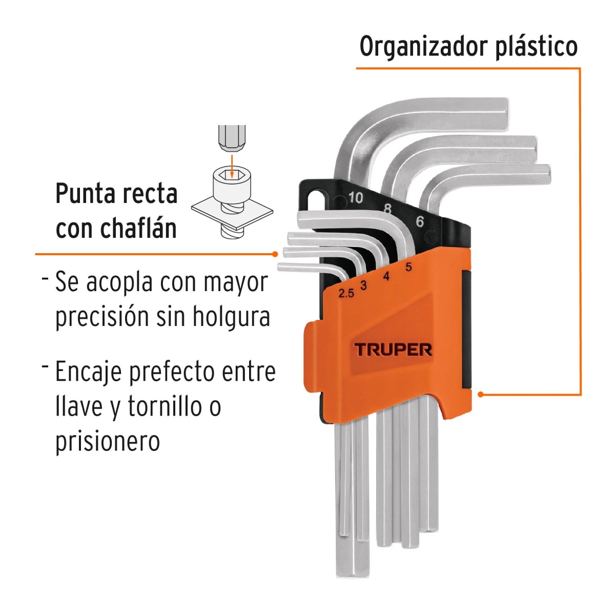 Juego de llaves allen 7 piezas con organizador de plástico Truper2